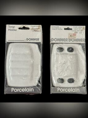Vintage White Porcelain Wall Mount Soap Dish & Toothbrush Holder Donner New